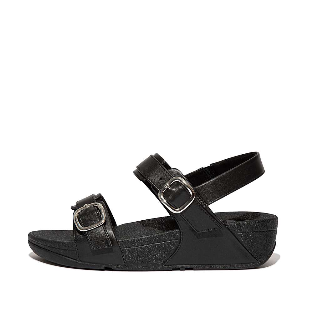 Fitflop LULU Adjustable Leather Sandalen Dames Zwart | QXO870413