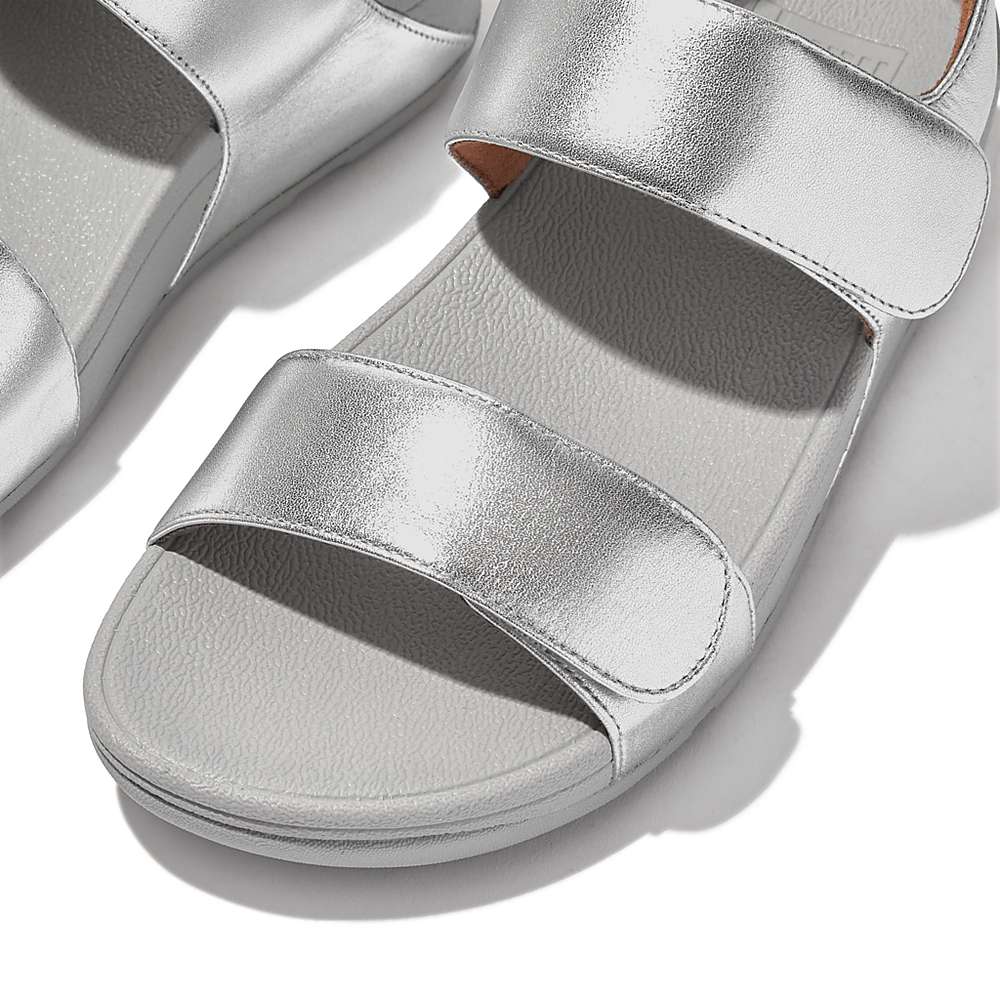 Fitflop LULU Adjustable Leather Sandalen Dames Zilver | QZJ179640