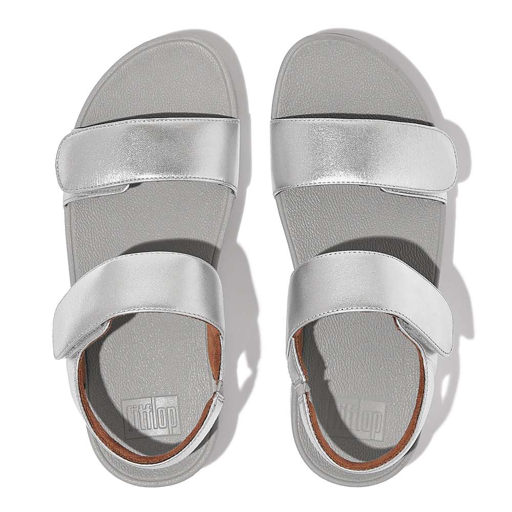 Fitflop LULU Adjustable Leather Sandalen Dames Zilver | QZJ179640