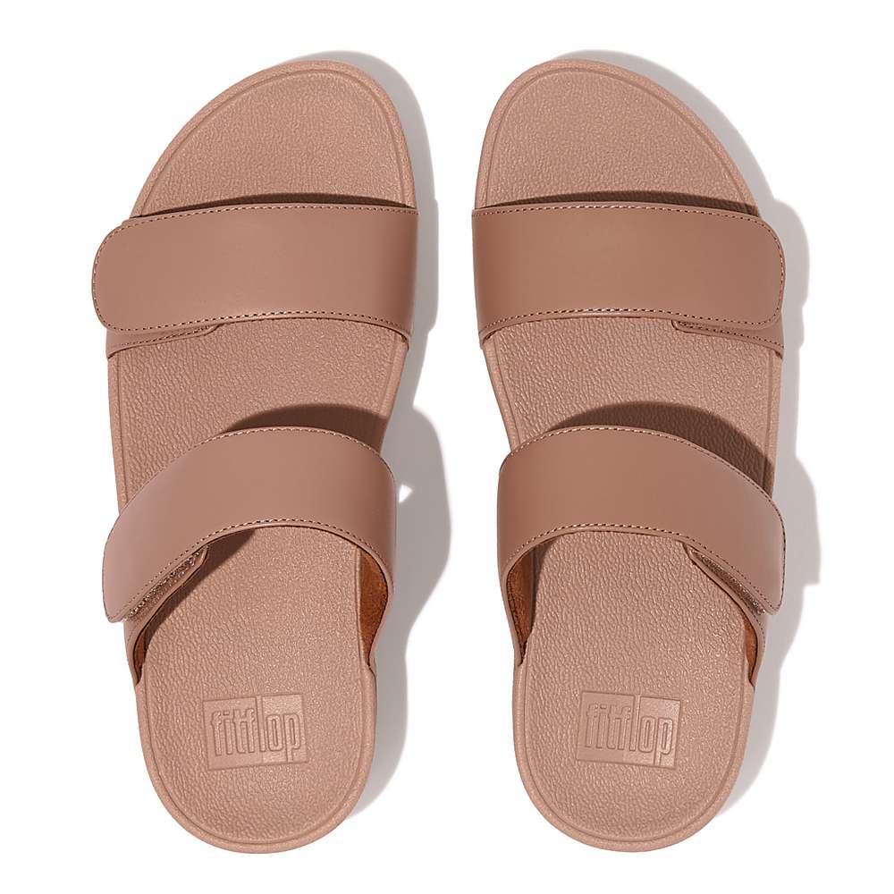 Fitflop LULU Adjustable Leather Slides Sandalen Dames Beige | BZQ674591