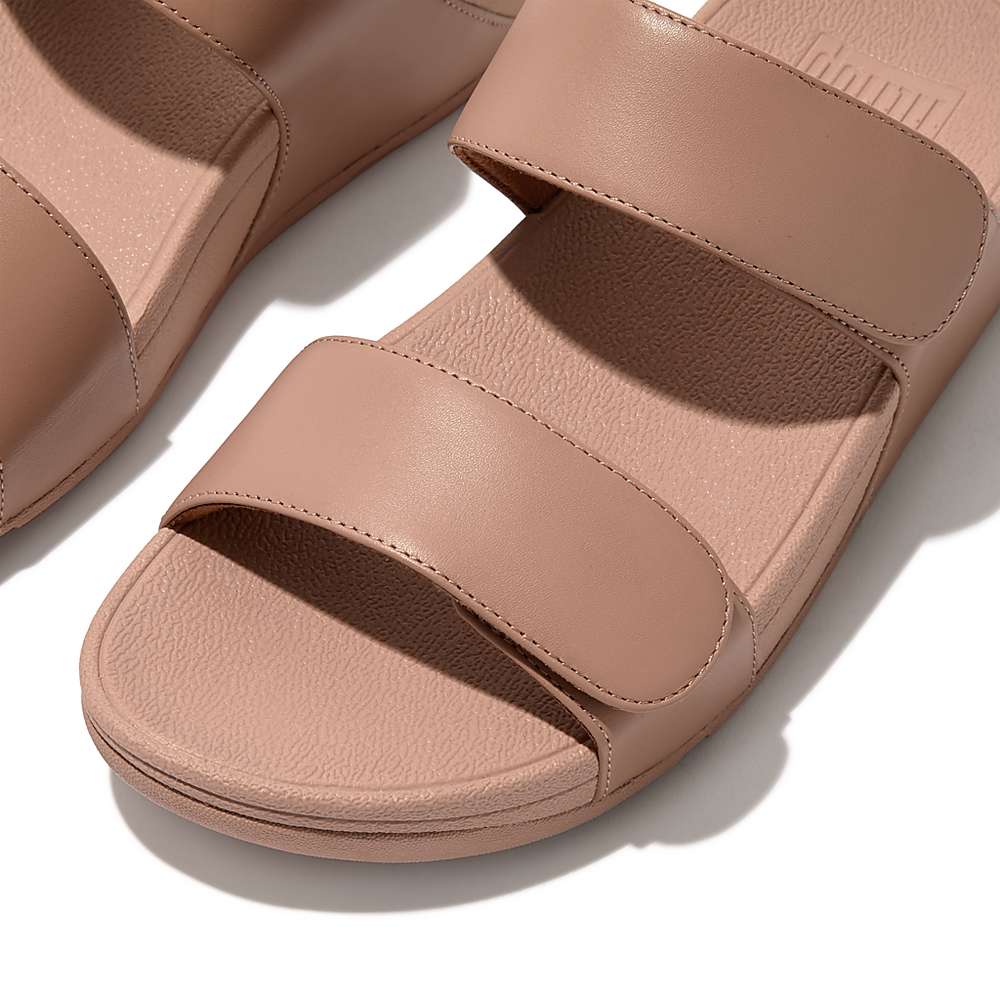 Fitflop LULU Adjustable Leather Slides Sandalen Dames Beige | BZQ674591