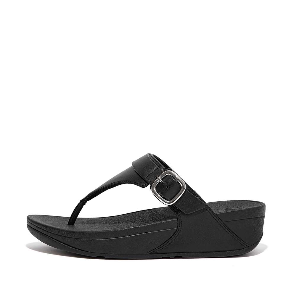 Fitflop LULU Adjustable Leather Toe-Posts Sandalen Dames Zwart | OPF147385