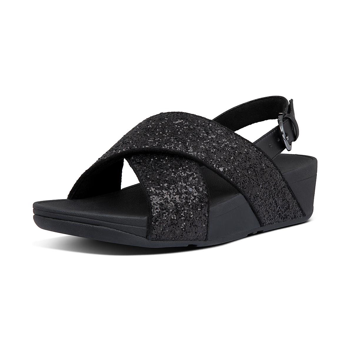 Fitflop LULU Glitter Back-Strap Sandalen Dames Zwart | YBH156903