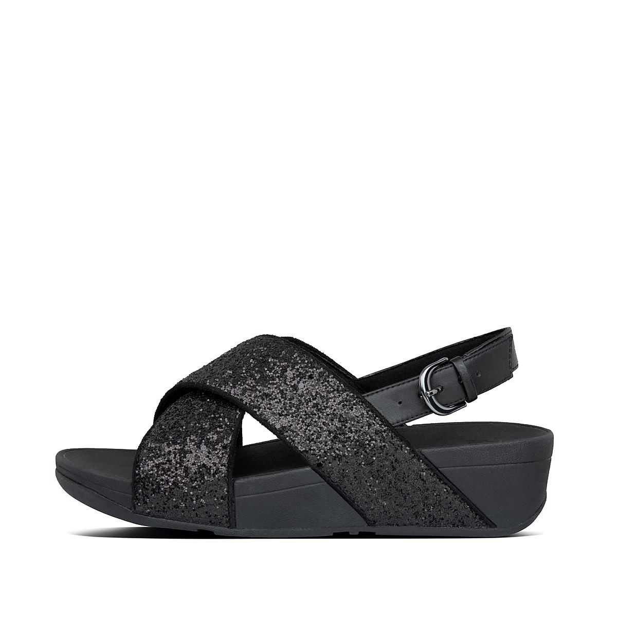 Fitflop LULU Glitter Back-Strap Sandalen Dames Zwart | YBH156903