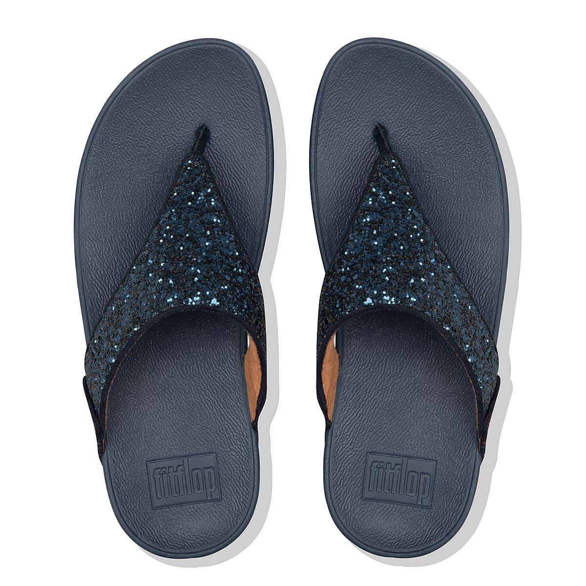 Fitflop LULU Glitter Toe-Post Sandalen Dames Donkerblauw | QDF759603