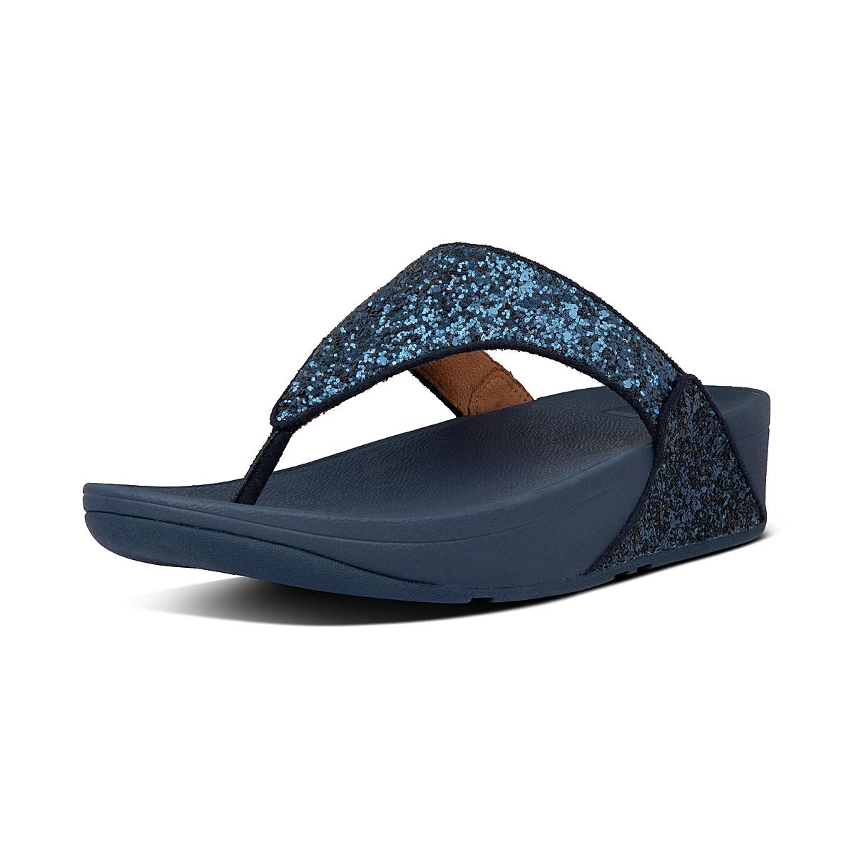 Fitflop LULU Glitter Toe-Post Sandalen Dames Donkerblauw | QDF759603