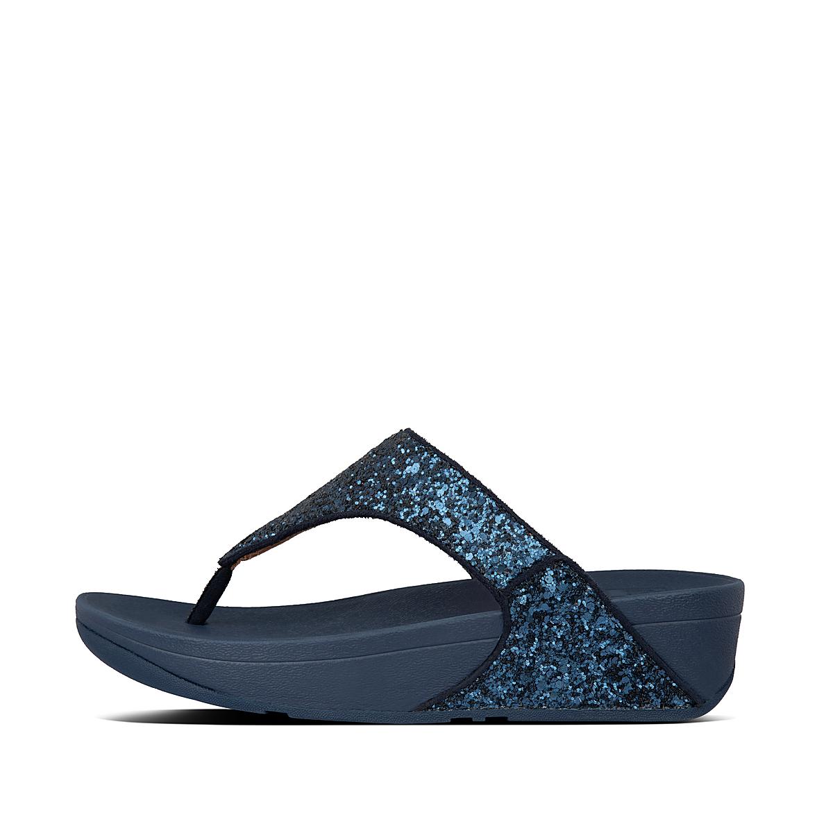 Fitflop LULU Glitter Toe-Post Sandalen Dames Donkerblauw | QDF759603