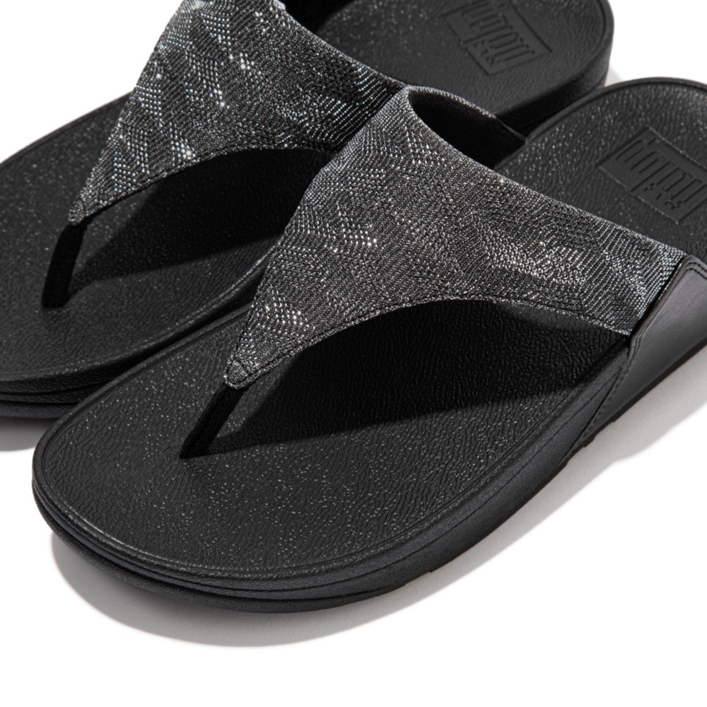 Fitflop LULU Glitz Toe-Post Sandalen Dames Zwart | GRZ435706