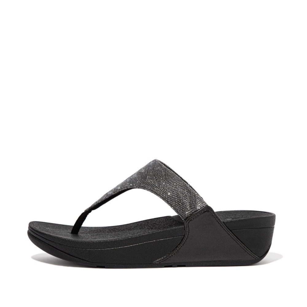 Fitflop LULU Glitz Toe-Post Sandalen Dames Zwart | GRZ435706