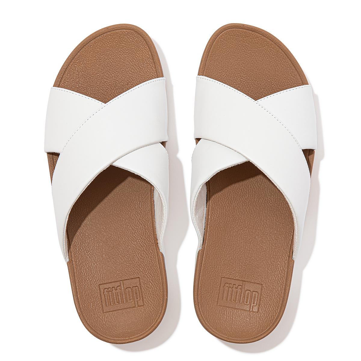 Fitflop LULU Leather Cross Slides Sandalen Dames Wit | DNP079152