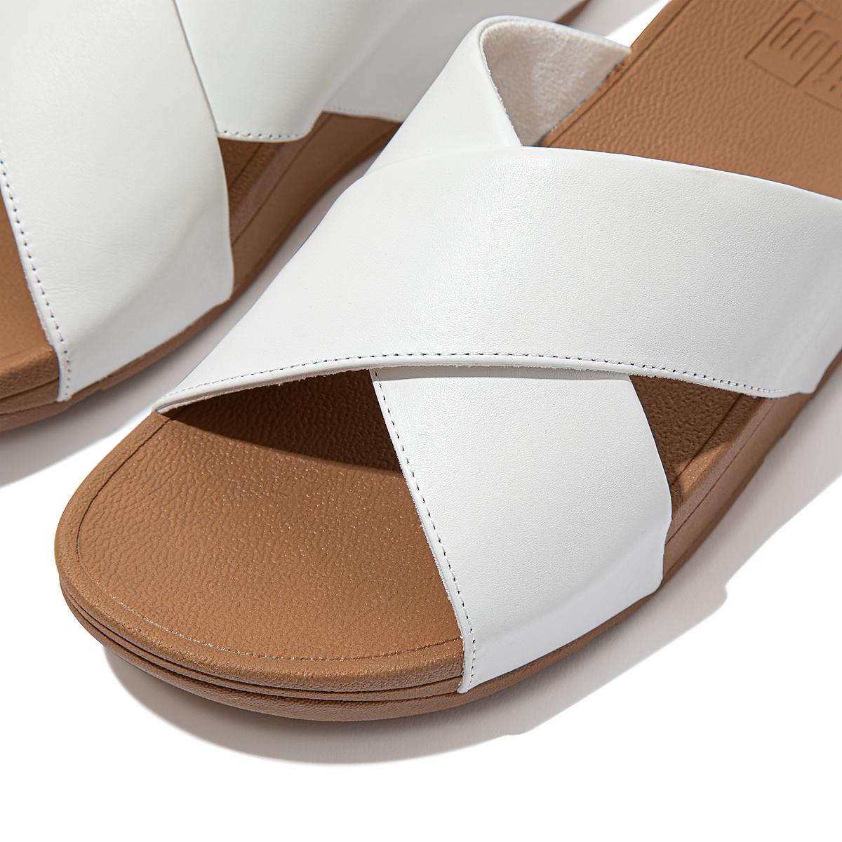 Fitflop LULU Leather Cross Slides Sandalen Dames Wit | DNP079152