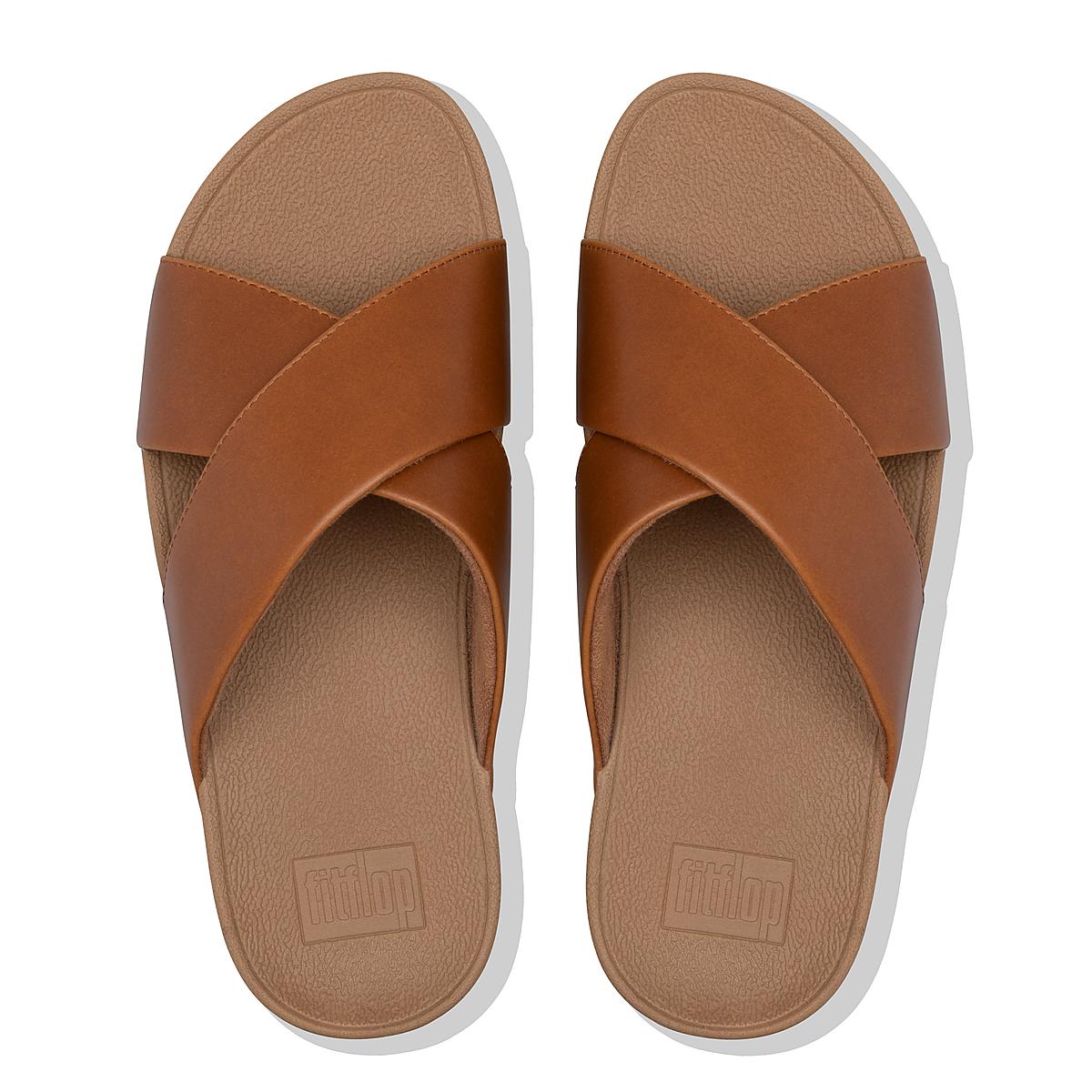 Fitflop LULU Leather Cross Slides Sandalen Dames Lichtbruin | TGU971835