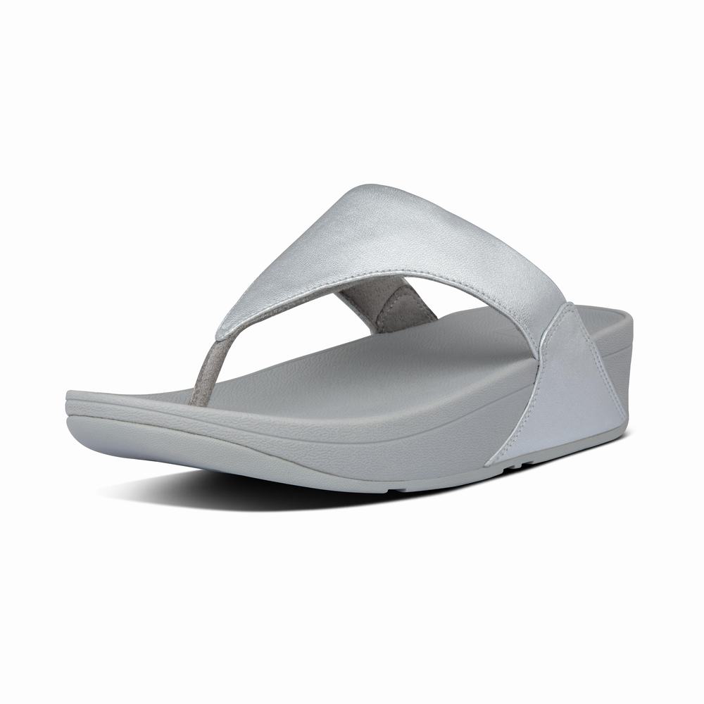 Fitflop LULU Leather Toe-Post Sandalen Dames Zilver | BXN164975