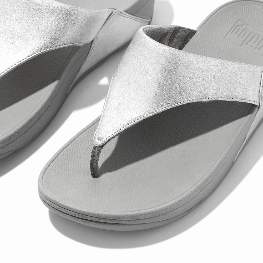 Fitflop LULU Leather Toe-Post Sandalen Dames Zilver | BXN164975