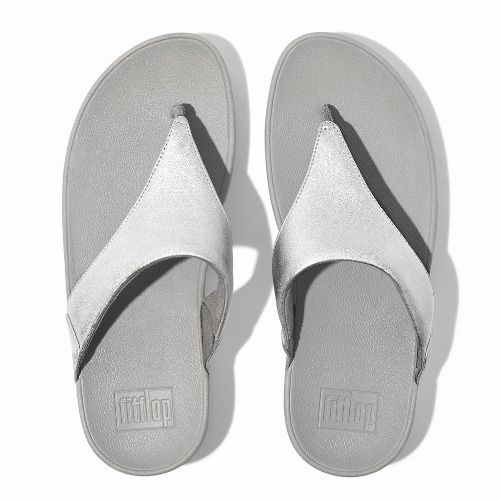 Fitflop LULU Leather Toe-Post Sandalen Dames Zilver | BXN164975