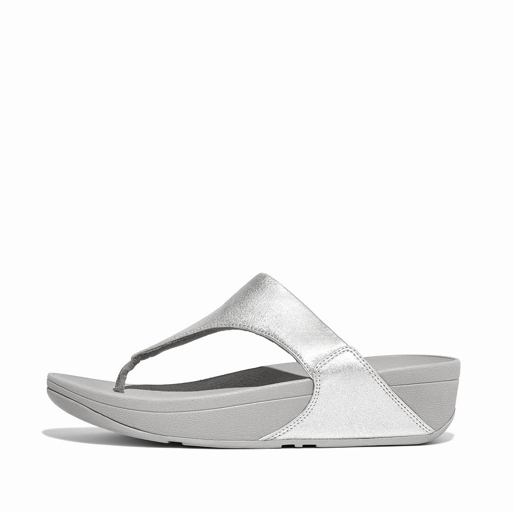 Fitflop LULU Leather Toe-Post Sandalen Dames Zilver | BXN164975