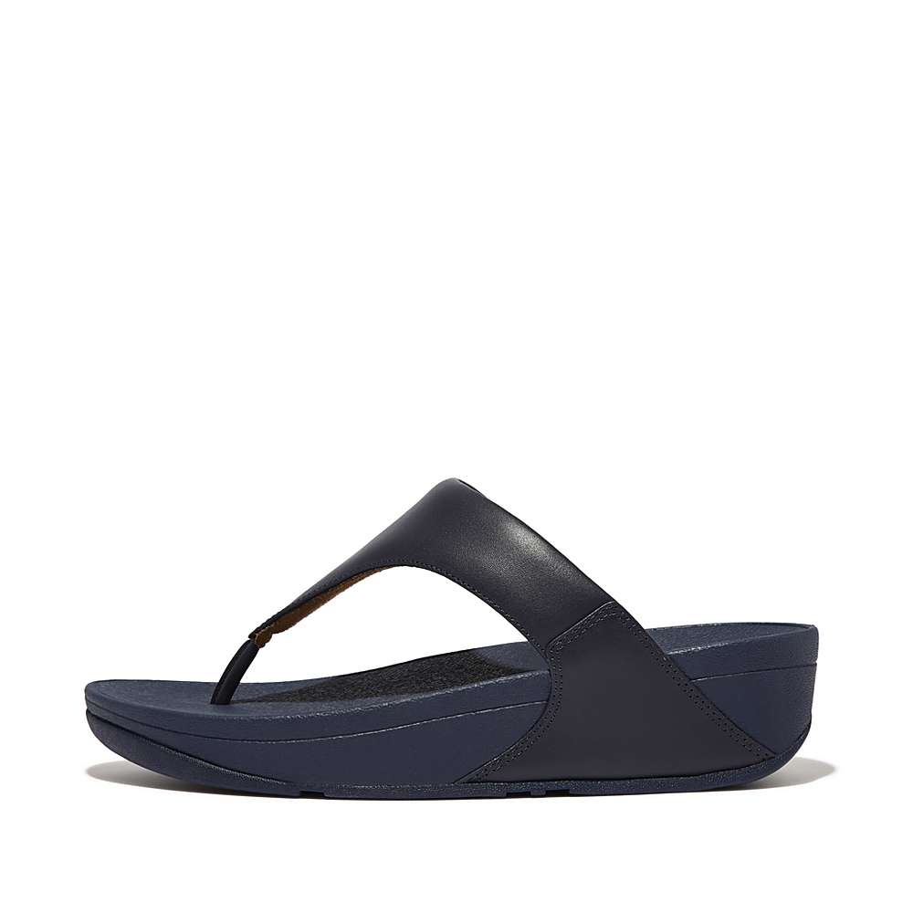 Fitflop LULU Leather Toe-Post Sandalen Dames Diepblauw | RTC285471