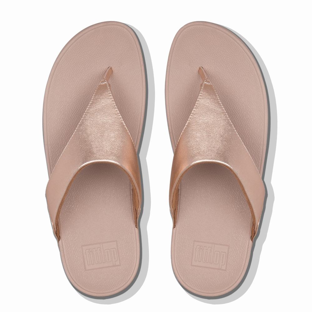 Fitflop LULU Leather Toe-Post Sandalen Dames Roze Goud | WTP471832