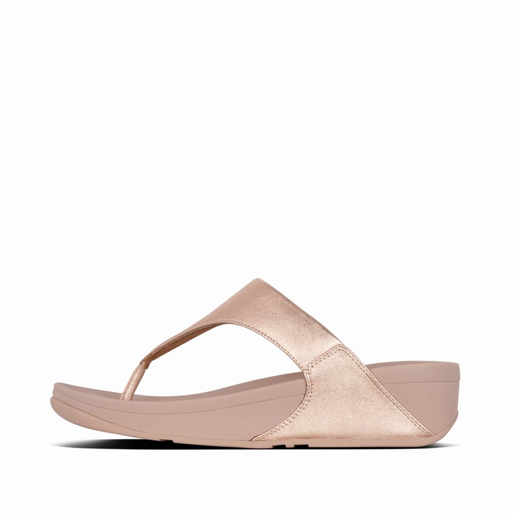 Fitflop LULU Leather Toe-Post Sandalen Dames Roze Goud | WTP471832