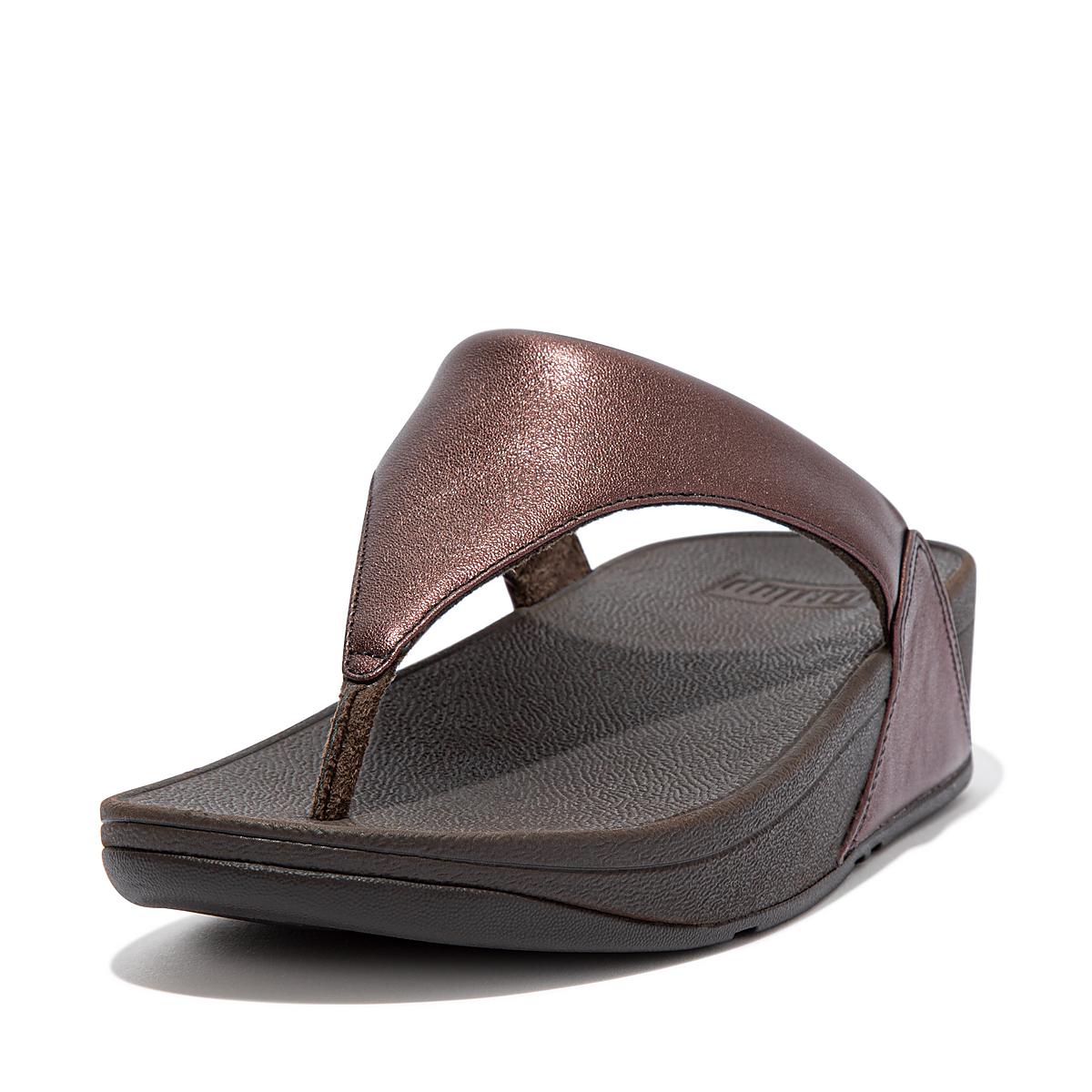 Fitflop LULU Metallic Leather Sandalen Dames Chocola | TJU908172