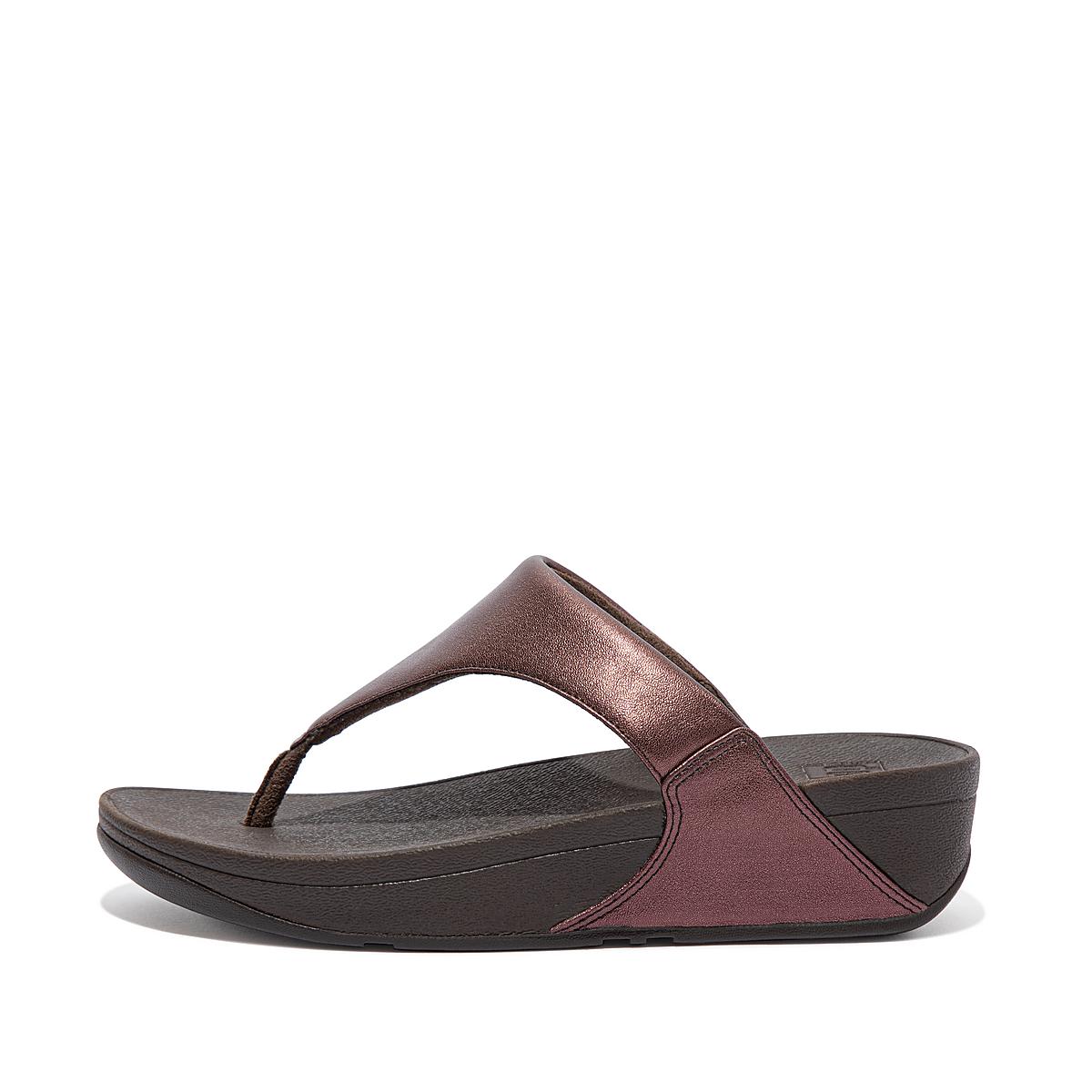 Fitflop LULU Metallic Leather Sandalen Dames Chocola | TJU908172