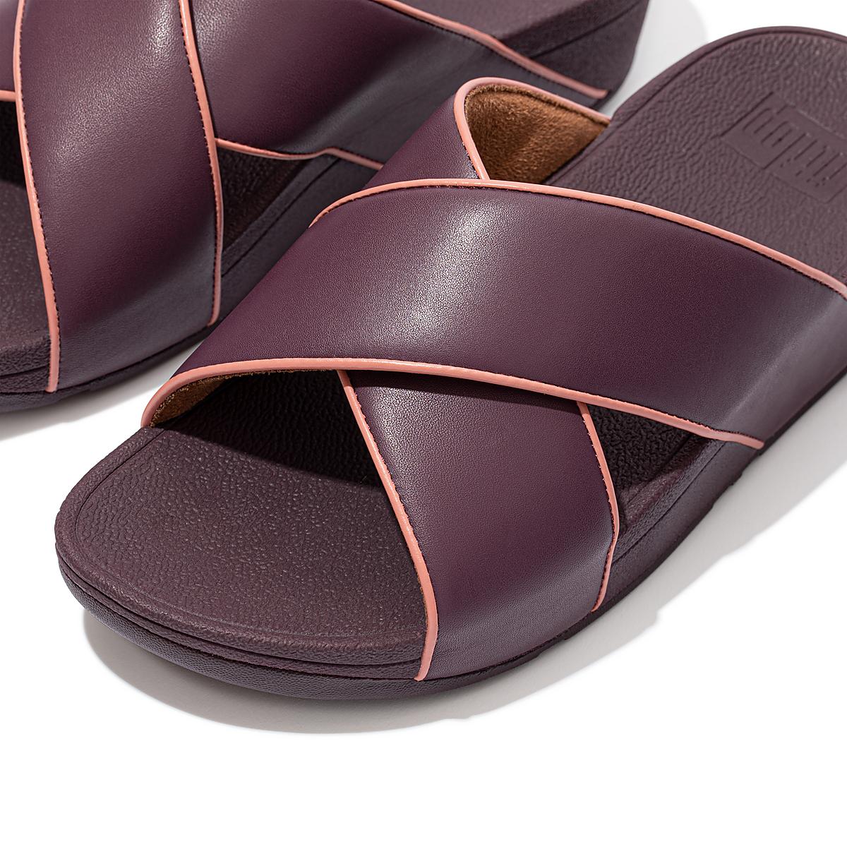 Fitflop LULU Pop Binding Leather Cross Slides Sandalen Dames Paars | YCA381407