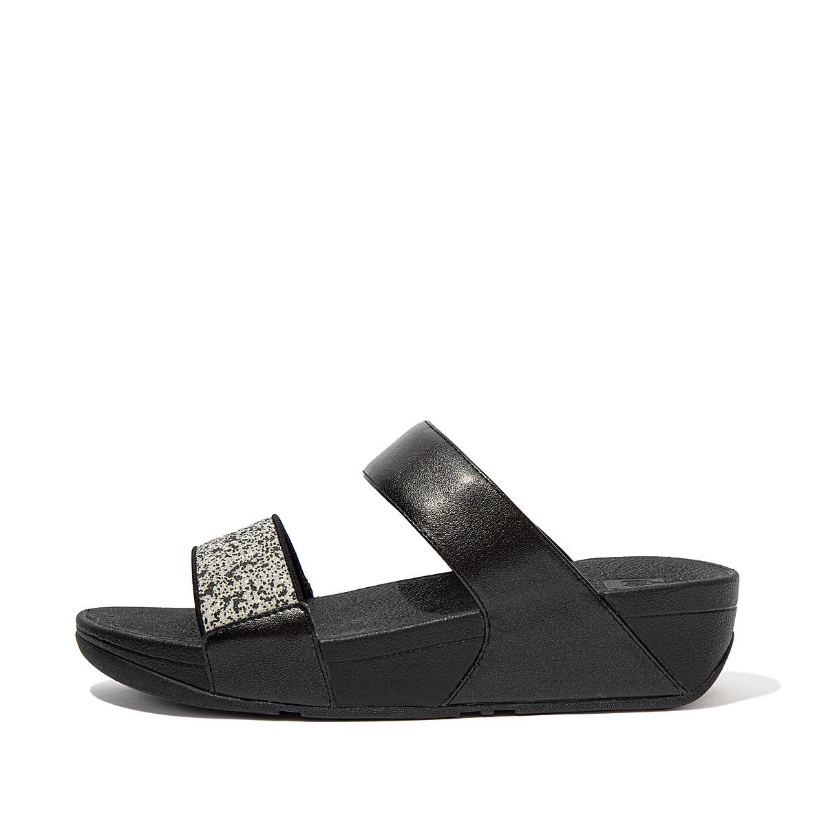 Fitflop LULU Shimmer Splash Slides Sandalen Dames Zwart | PDJ067214