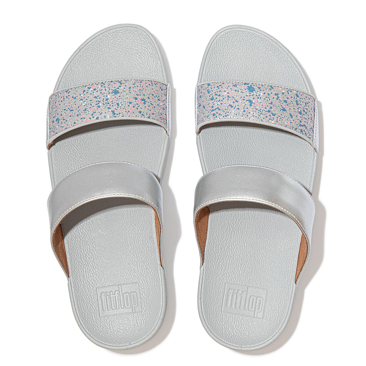 Fitflop LULU Shimmer Splash Slides Sandalen Dames Zilver | XCA209358