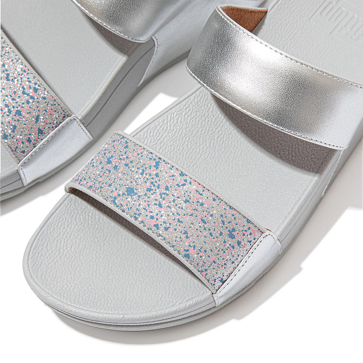 Fitflop LULU Shimmer Splash Slides Sandalen Dames Zilver | XCA209358