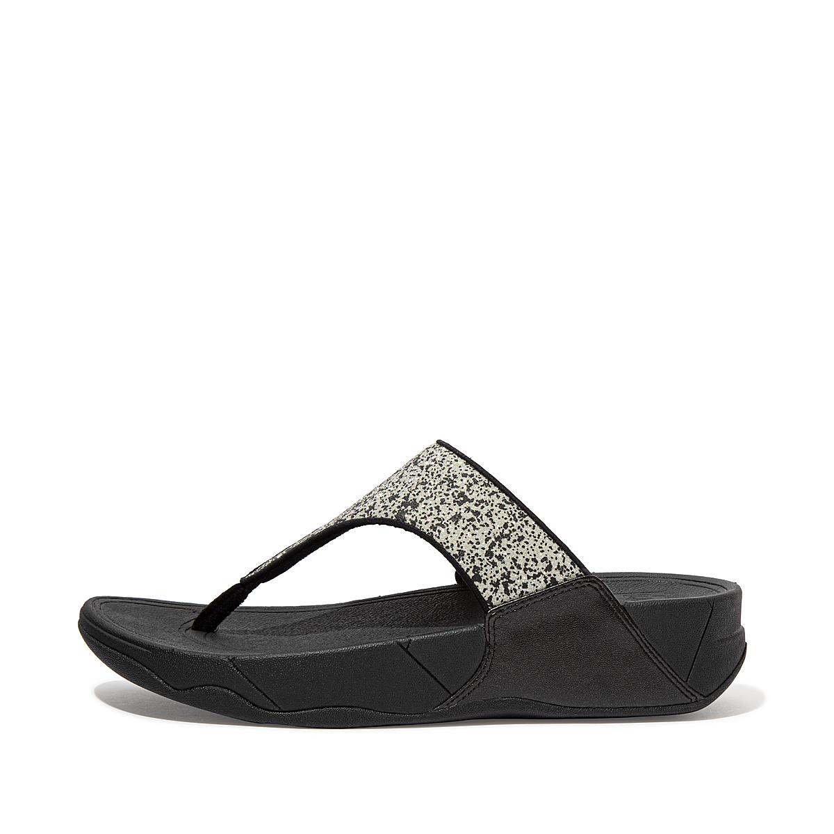 Fitflop LULU Shimmer Toe-Post Sandalen Dames Zwart | FZE521076