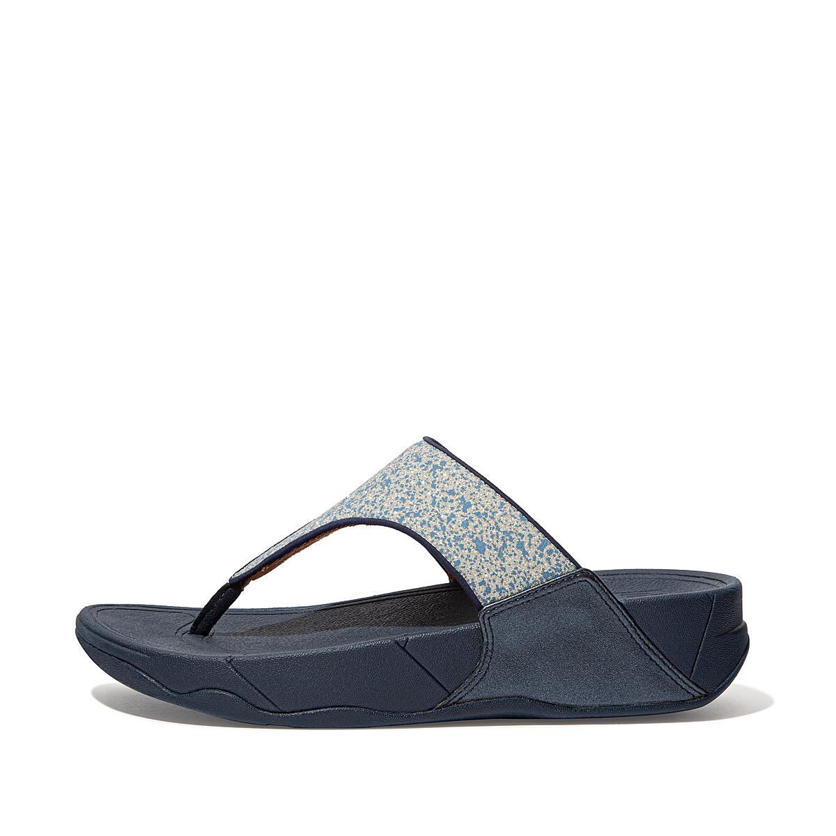 Fitflop LULU Shimmer Toe-Post Sandalen Dames Donkerblauw | MIK671023