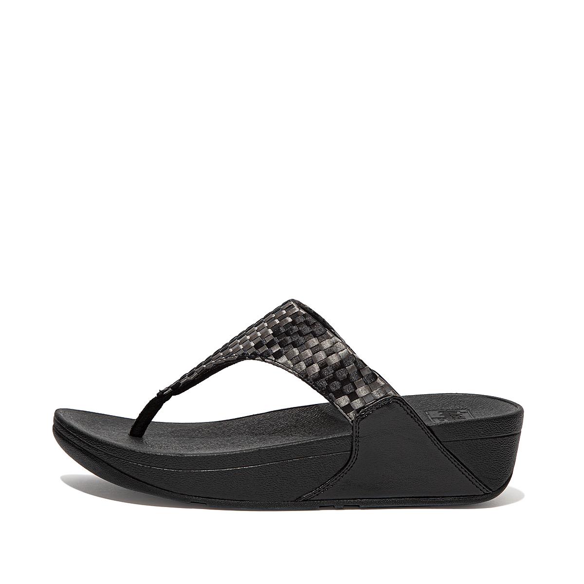 Fitflop LULU Silky Weave Toe-Post Sandalen Dames Zwart | IAS593074