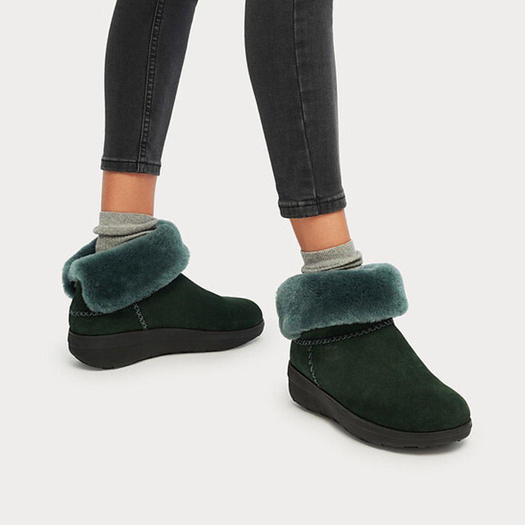 Fitflop MUKLUK SHORTY Shearling-Lined Suede Winterschoenen Dames Groen | BMU419265