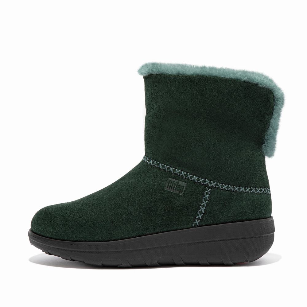 Fitflop MUKLUK SHORTY Shearling-Lined Suede Winterschoenen Dames Groen | BMU419265