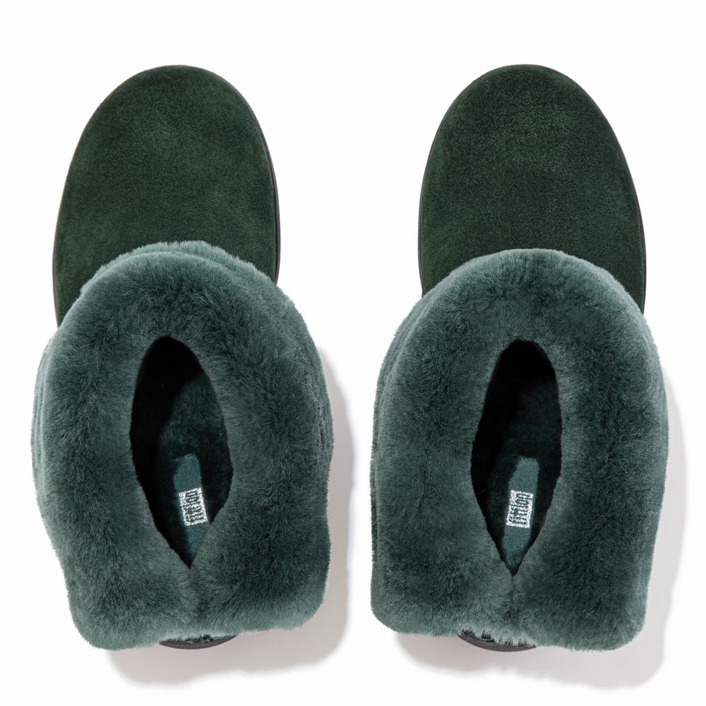 Fitflop MUKLUK SHORTY Shearling-Lined Suede Winterschoenen Dames Groen | BMU419265