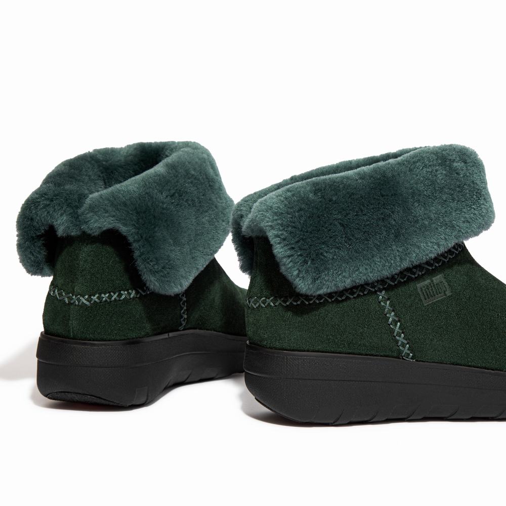 Fitflop MUKLUK SHORTY Shearling-Lined Suede Winterschoenen Dames Groen | BMU419265