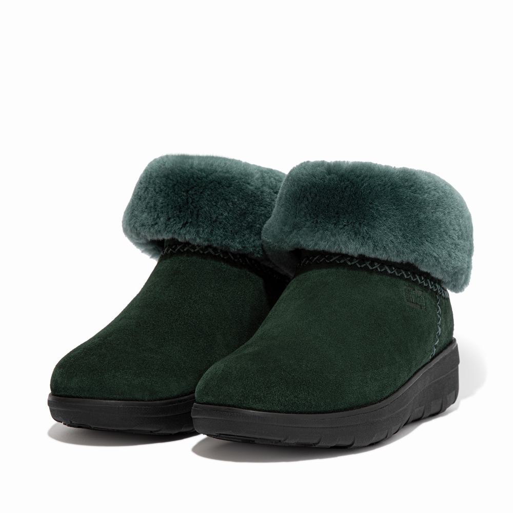 Fitflop MUKLUK SHORTY Shearling-Lined Suede Winterschoenen Dames Groen | BMU419265