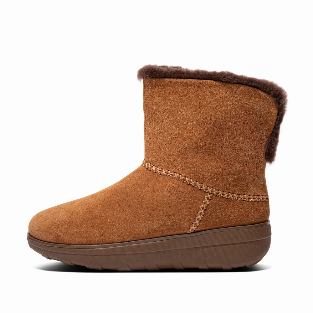 Fitflop MUKLUK SHORTY Shearling-Lined Suede Winterschoenen Dames Bruin | LUH837062