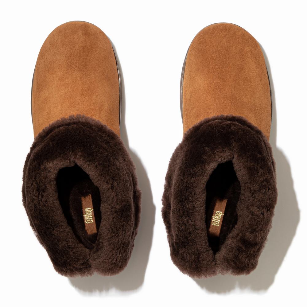 Fitflop MUKLUK SHORTY Shearling-Lined Suede Winterschoenen Dames Bruin | LUH837062