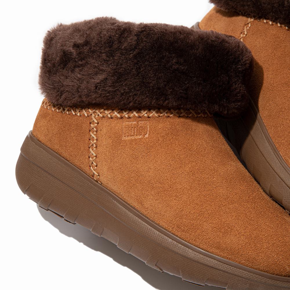 Fitflop MUKLUK SHORTY Shearling-Lined Suede Winterschoenen Dames Bruin | LUH837062