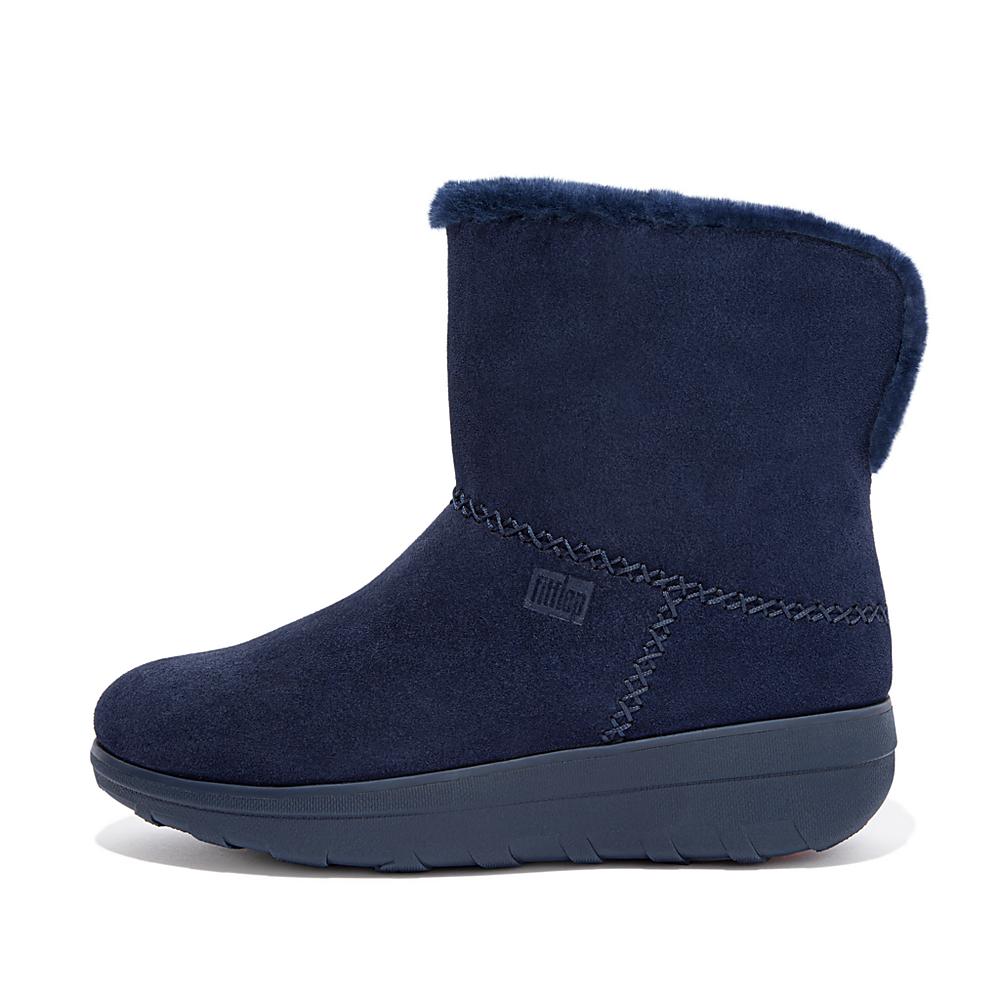 Fitflop MUKLUK SHORTY Shearling-Lined Suede Winterschoenen Dames Donkerblauw | XFS516427