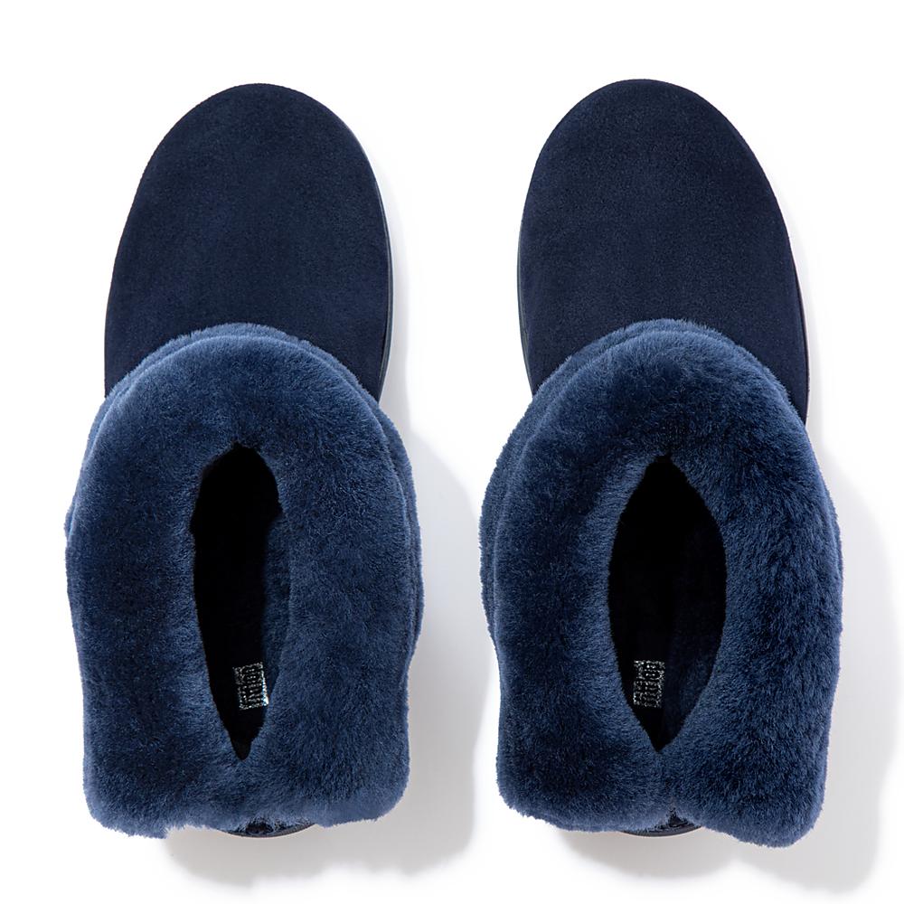 Fitflop MUKLUK SHORTY Shearling-Lined Suede Winterschoenen Dames Donkerblauw | XFS516427