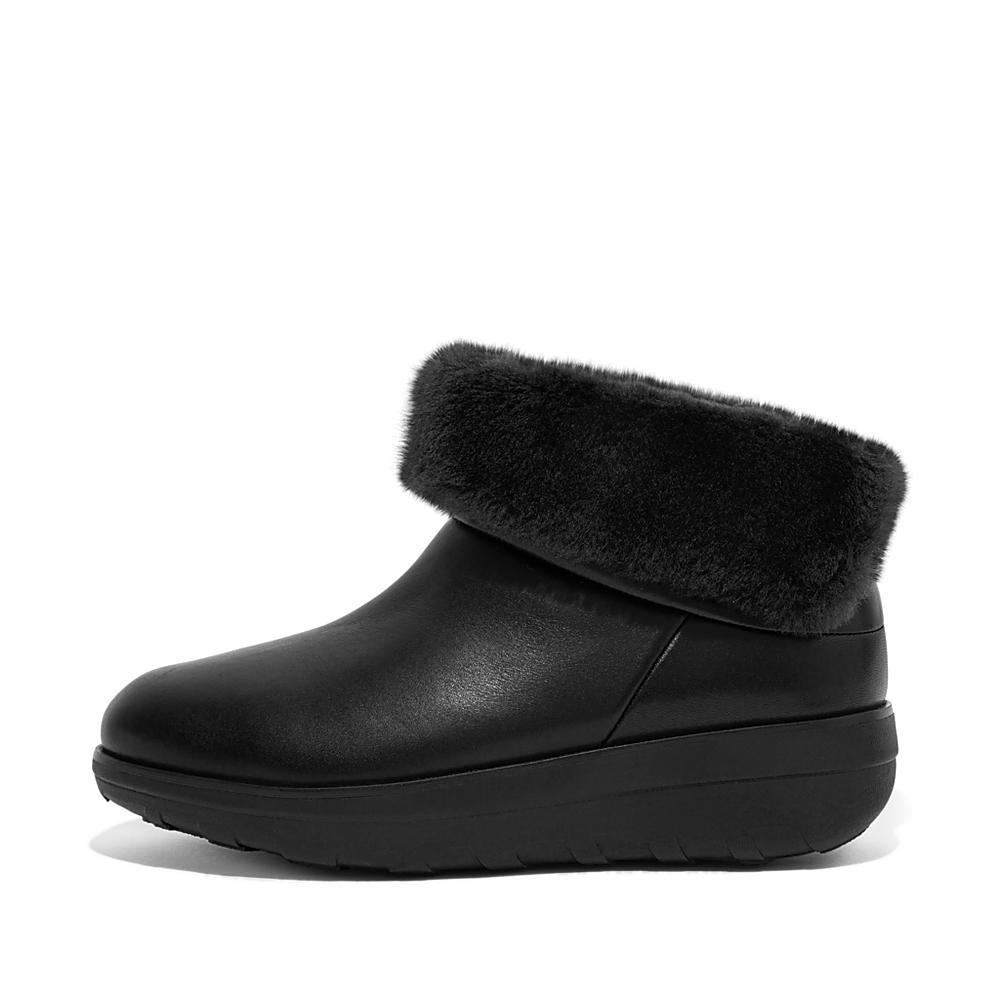 Fitflop MUKLUK SHORTY Waterproof Shearling-Lined Enkellaars Dames Zwart | FJK321704