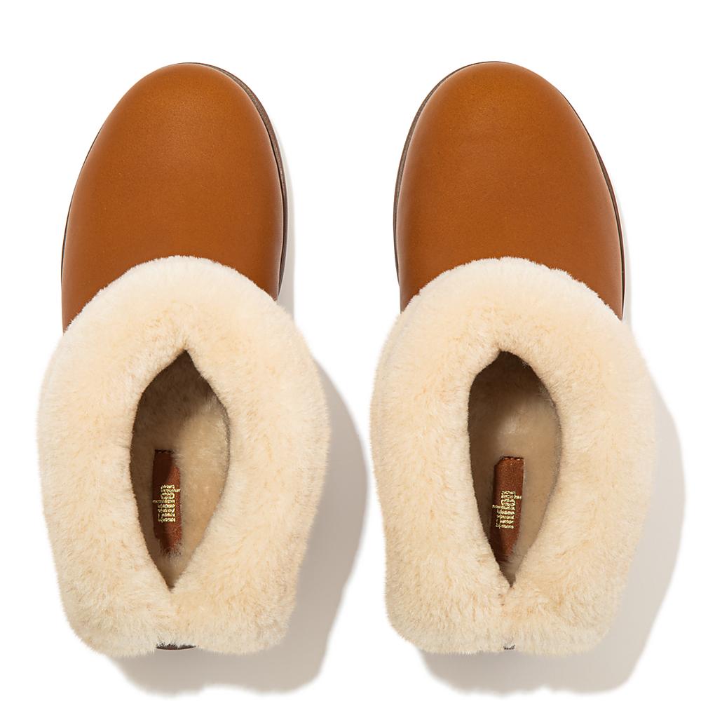 Fitflop MUKLUK SHORTY Waterproof Shearling-Lined Enkellaars Dames Lichtbruin | HJN563927