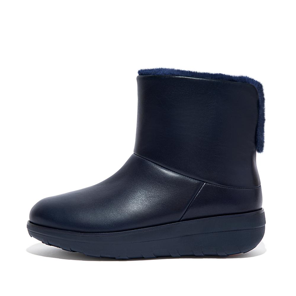 Fitflop MUKLUK SHORTY Waterproof Shearling-Lined Enkellaars Dames Donkerblauw | TDK326490