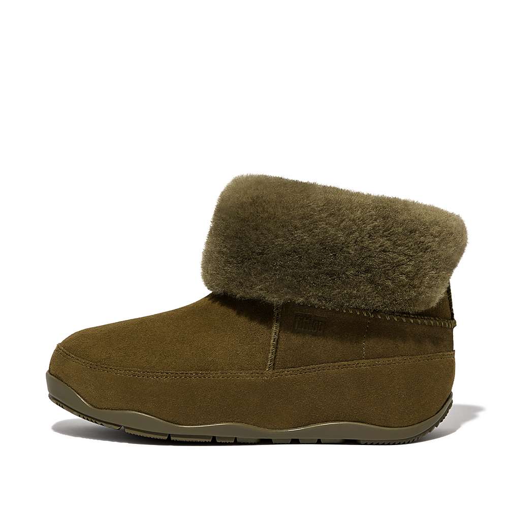 Fitflop Original MUKLUK SHORTY Double-Faced Shearling Winterschoenen Dames Olijfgroen | NHG754369