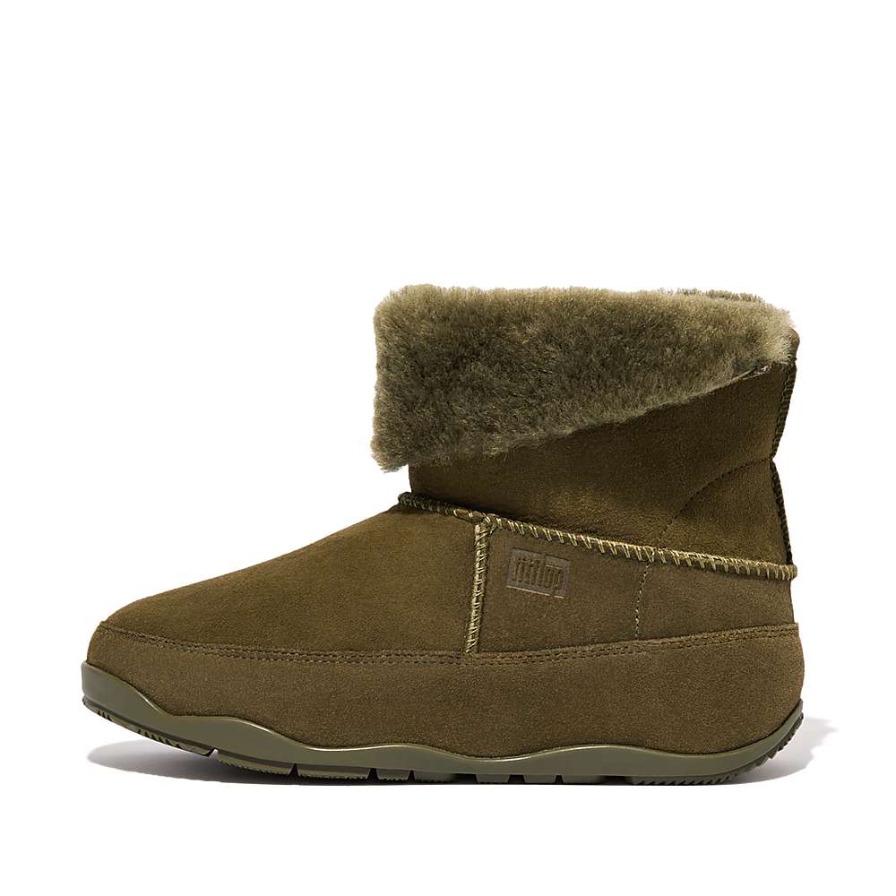 Fitflop Original MUKLUK SHORTY Double-Faced Shearling Winterschoenen Dames Olijfgroen | NHG754369