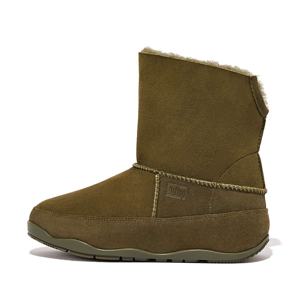 Fitflop Original MUKLUK SHORTY Double-Faced Shearling Winterschoenen Dames Olijfgroen | NHG754369