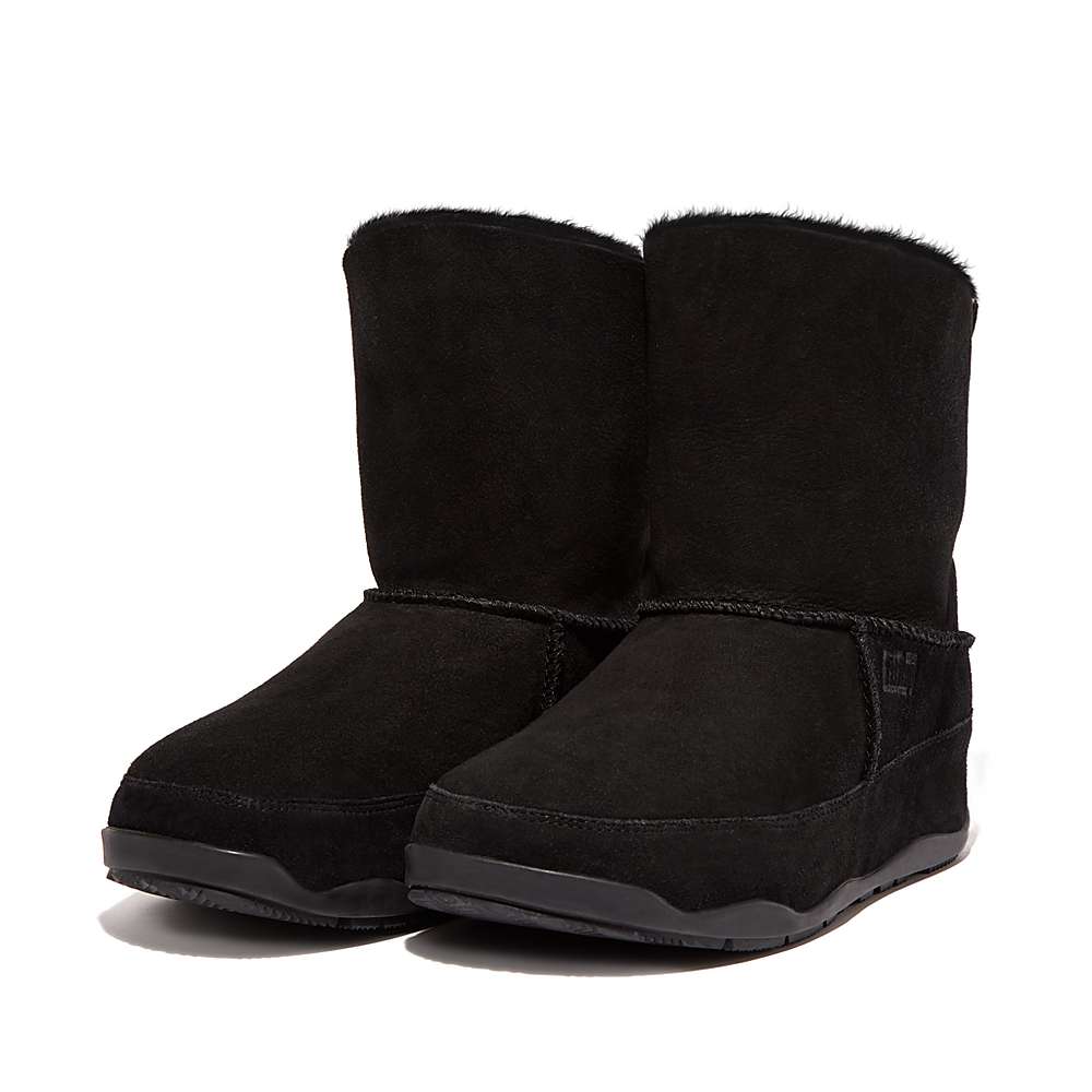 Fitflop Original MUKLUK SHORTY Double-Faced Shearling Winterschoenen Dames Zwart | NZL109467