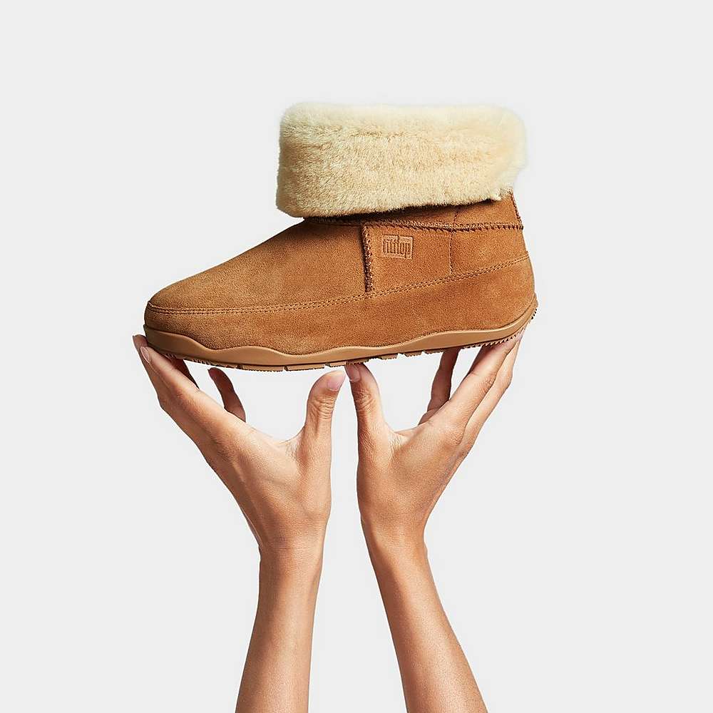 Fitflop Original MUKLUK SHORTY Double-Faced Shearling Winterschoenen Dames Lichtbruin | ZIU103596